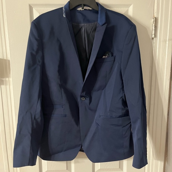 Zara man Men’s Blue Work jacket rn 77302 Front Button Up Width 44”, sleeve - Picture 3 of 14